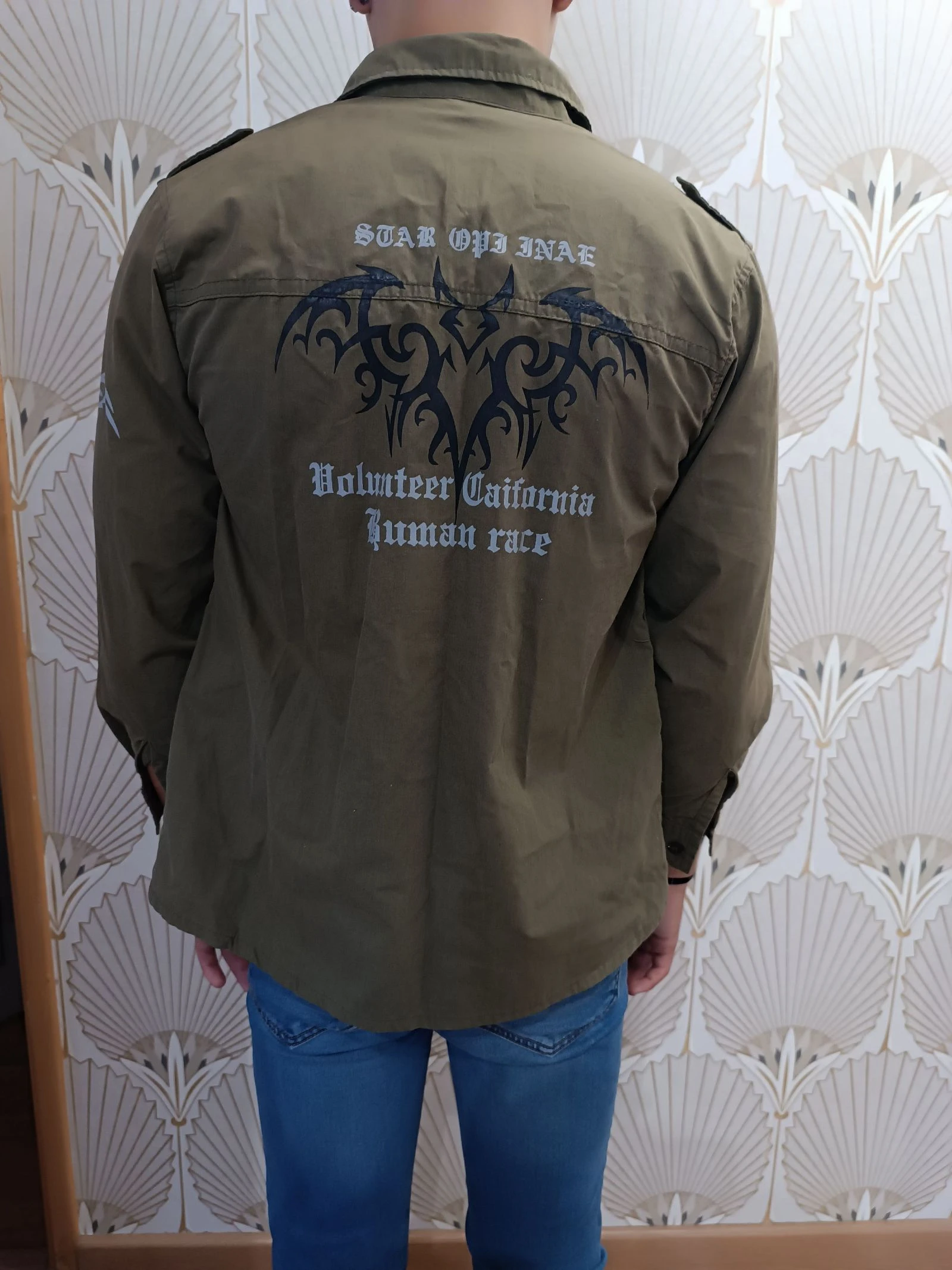 Camisa cáqui de manga longa estampada estilo streetwear tamanho 14 – photo 6